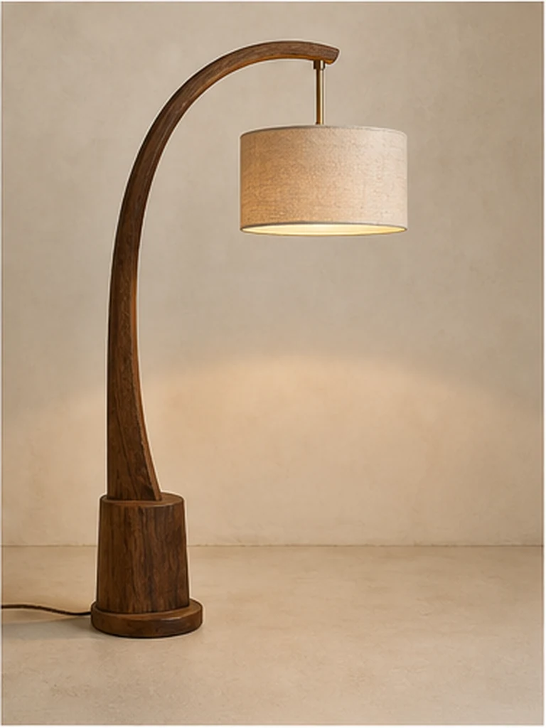 Arc Timber Floor Lamp