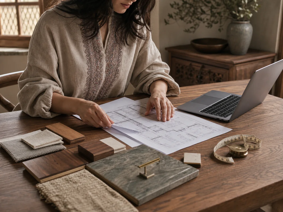 Design professional preparing a furniture trade project brief